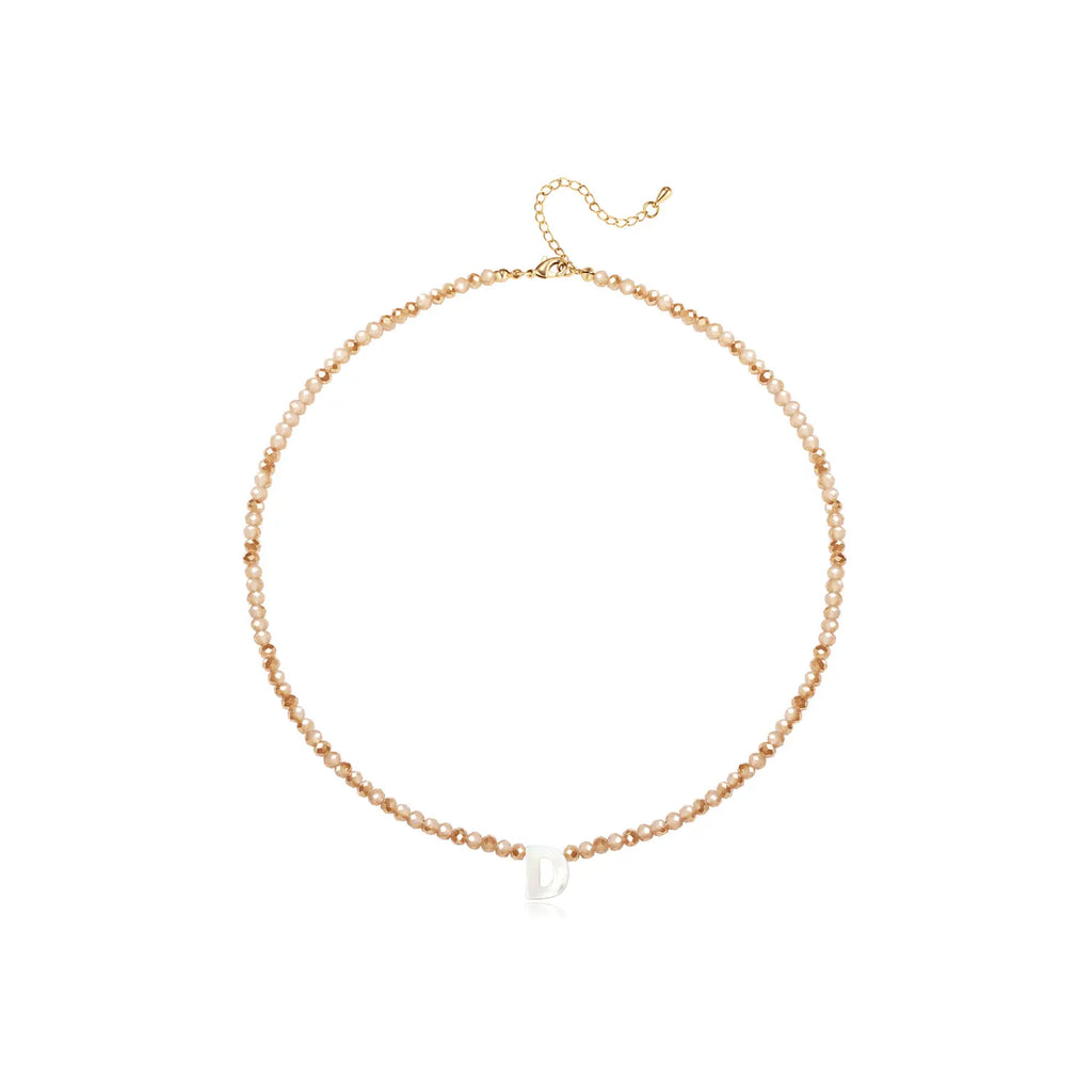 Pendant Necklaces for Women Initial Choker Necklace Beaded Shell Letter Bracelet Trendy Tiny A-Z Simple Jewelry