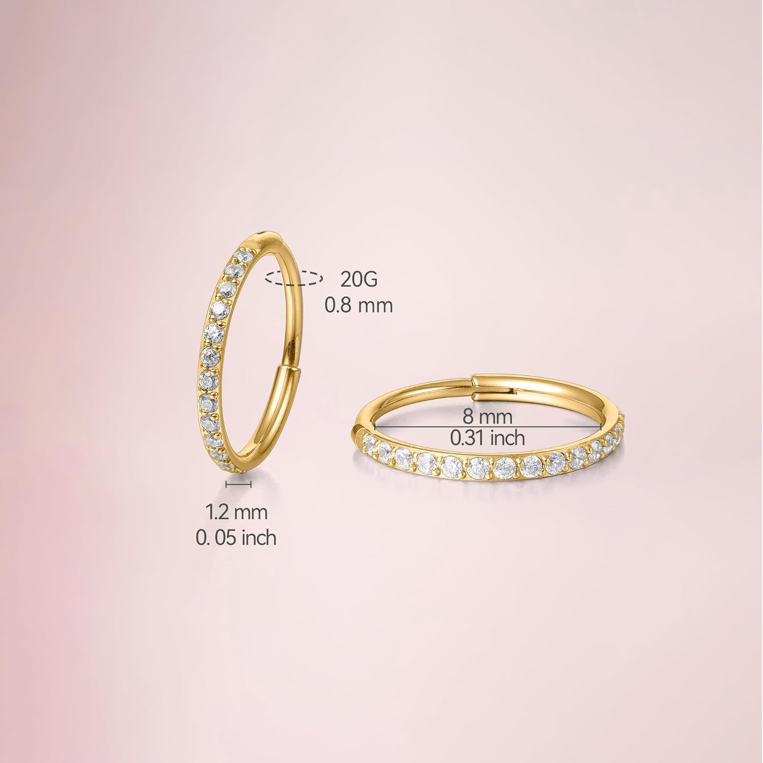Titanium Slim Huggie Hoop Earrings, Hypoallergenic Secondary image
