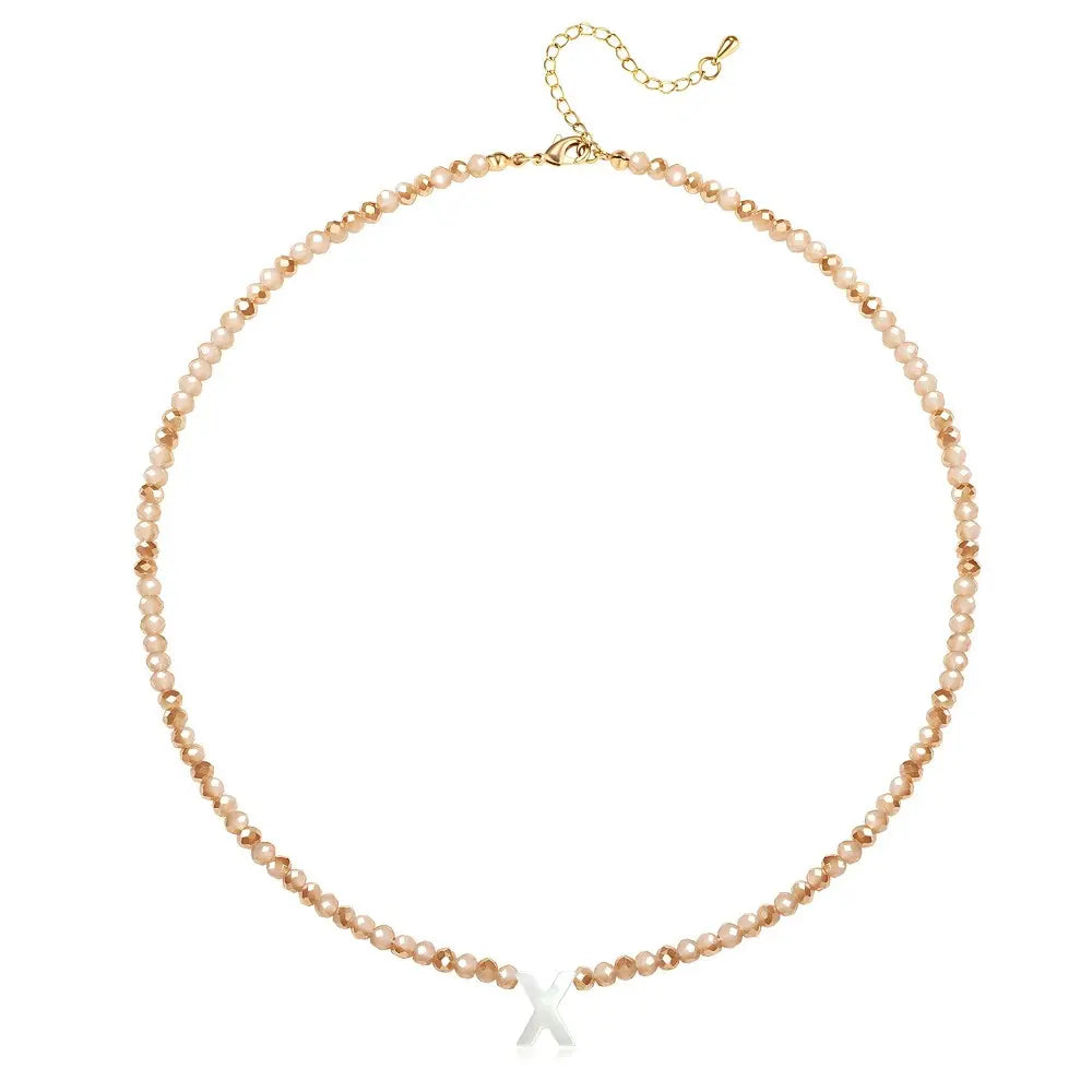 Pendant Necklaces for Women Initial Choker Necklace Beaded Shell Letter Bracelet Trendy Tiny A-Z Simple Jewelry