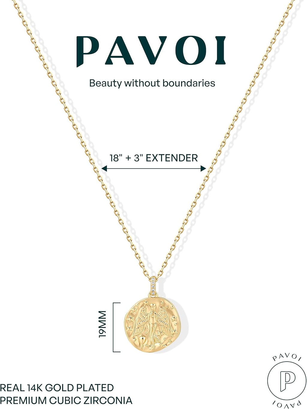 14K Gold Plated Engraved Coin Pendant Necklaces for Women