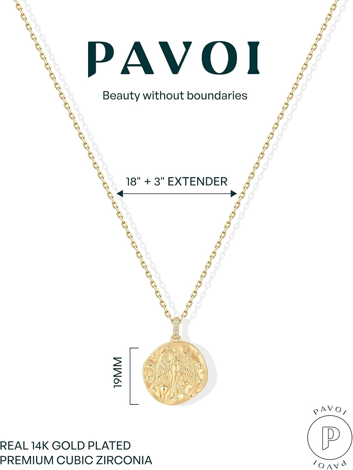 14K Gold Plated Engraved Coin Pendant Necklaces for Women