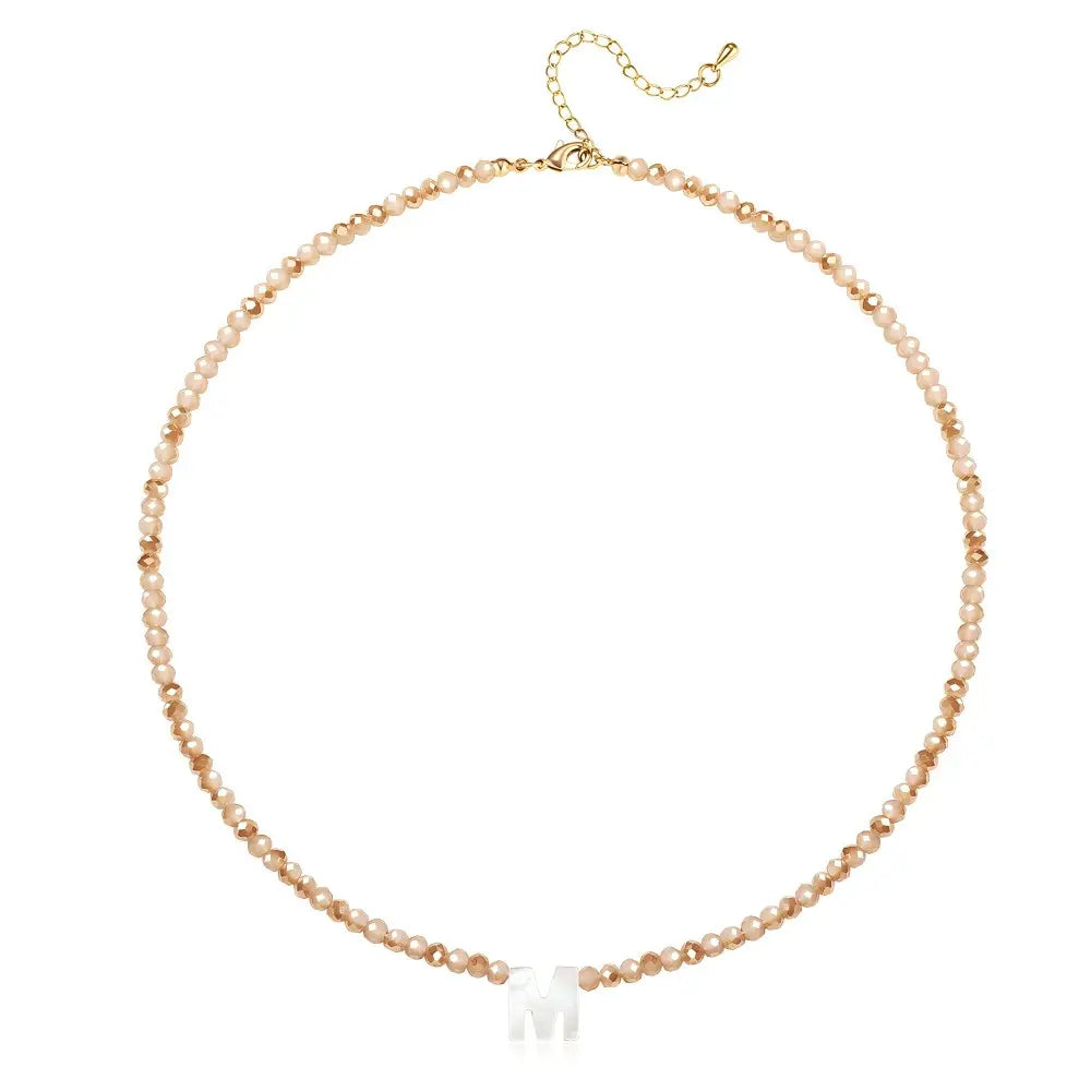 Pendant Necklaces for Women Initial Choker Necklace Beaded Shell Letter Bracelet Trendy Tiny A-Z Simple Jewelry