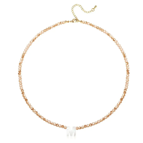 Pendant Necklaces for Women Initial Choker Necklace Beaded Shell Letter Bracelet Trendy Tiny A-Z Simple Jewelry
