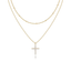 14K Gold-Plated Layered Necklace – Cubic Zirconia Pendant for Women