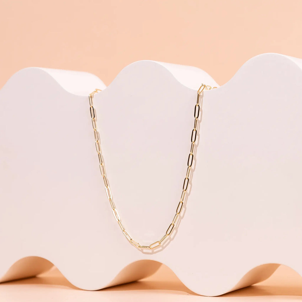 PAVOI 14K Gold Plated Paperclip Chain Necklaces for Women - Dainty Gold Jewelry Chain Necklace - Lightweight 20" Adjustable Link Chain Necklaces