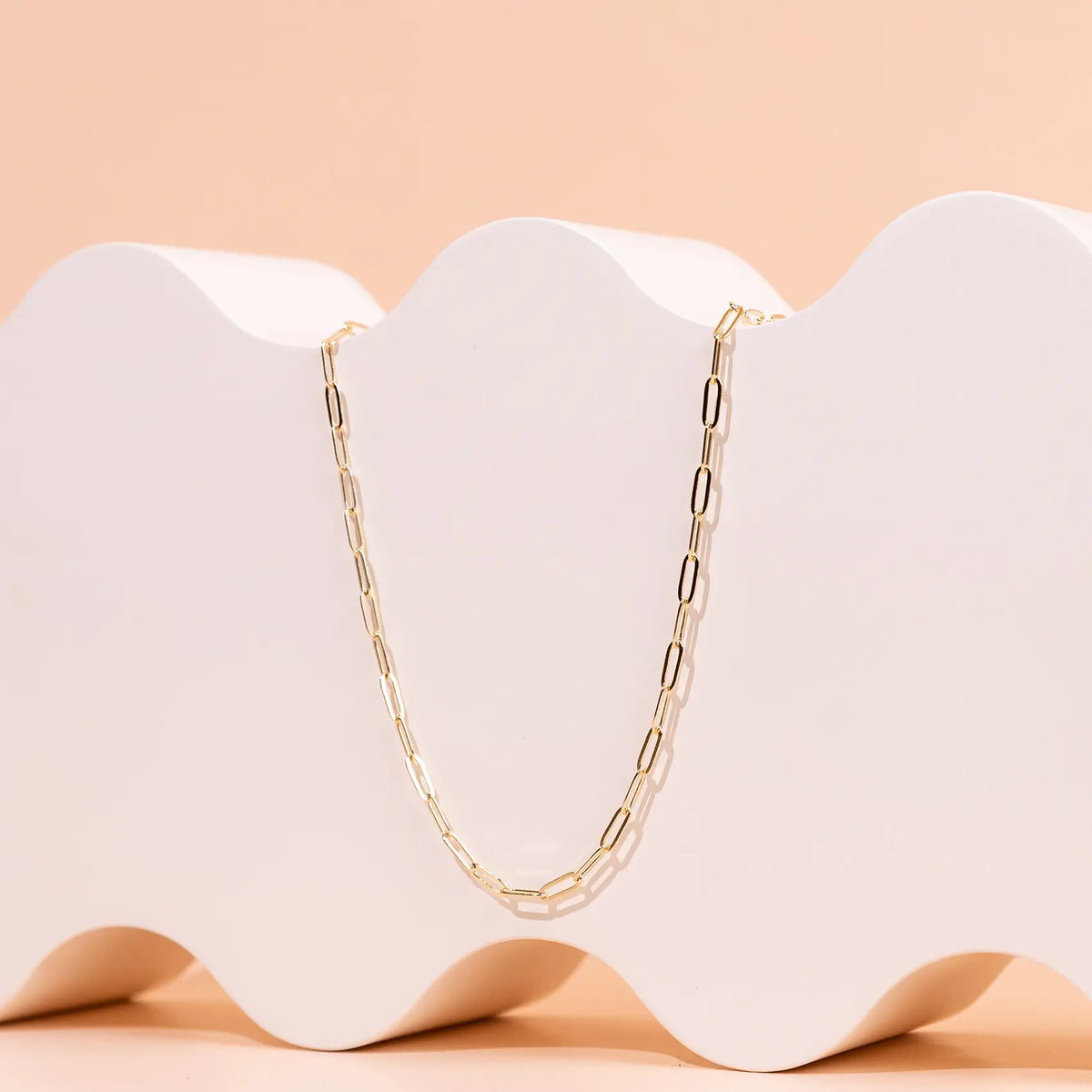 PAVOI 14K Gold Plated Paperclip Chain Necklaces for Women - Dainty Gold Jewelry Chain Necklace - Lightweight 20" Adjustable Link Chain Necklaces