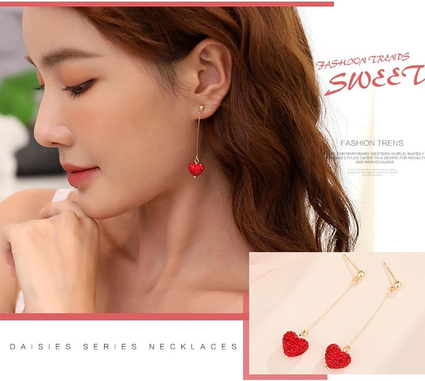 Valentines Outfits for Women Valentines Earrings Heart Earrings for Women Sparkling Red Heart Rhinestone Dangle Earring Valentine'S Day Gifts for Her Valentine Jewelry Accessories