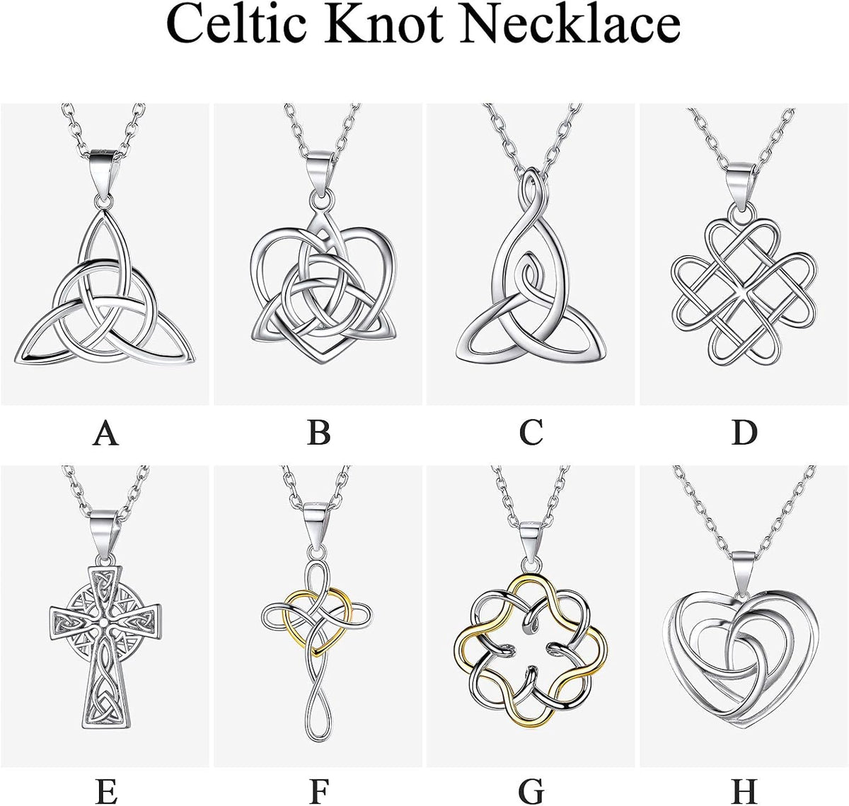 925 Sterling Silver Good Luck Irish Celtic Knot Necklaces Vintage Triangle/Cross/Round Pendant Necklaces Gift for Women