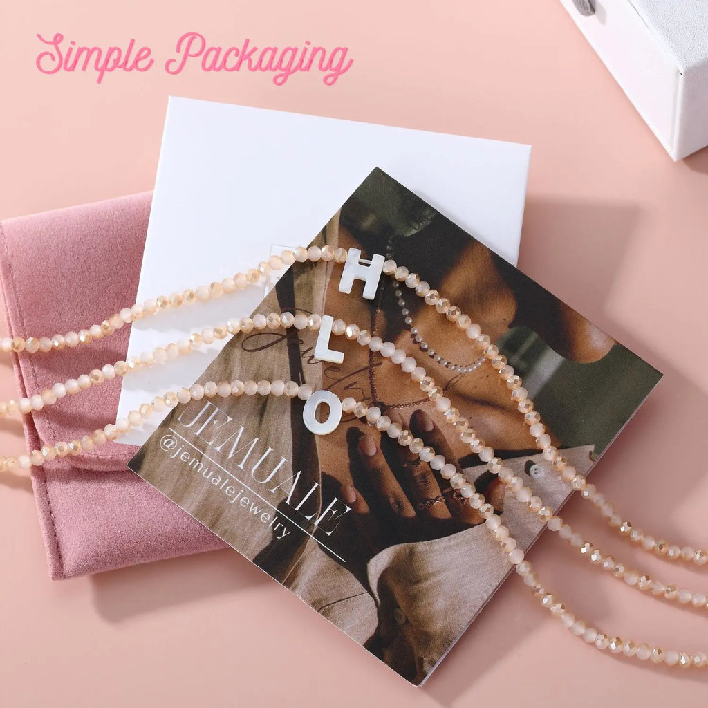 Pendant Necklaces for Women Initial Choker Necklace Beaded Shell Letter Bracelet Trendy Tiny A-Z Simple Jewelry