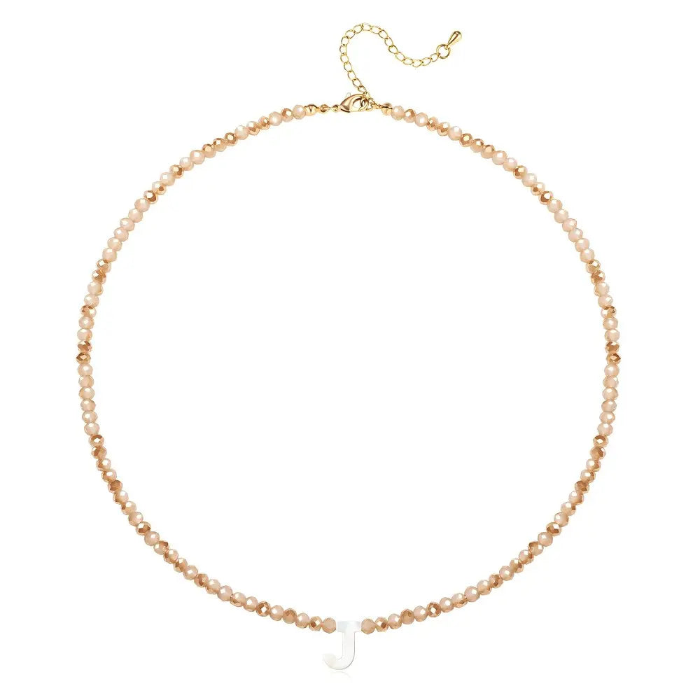 Pendant Necklaces for Women Initial Choker Necklace Beaded Shell Letter Bracelet Trendy Tiny A-Z Simple Jewelry