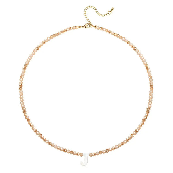 Pendant Necklaces for Women Initial Choker Necklace Beaded Shell Letter Bracelet Trendy Tiny A-Z Simple Jewelry