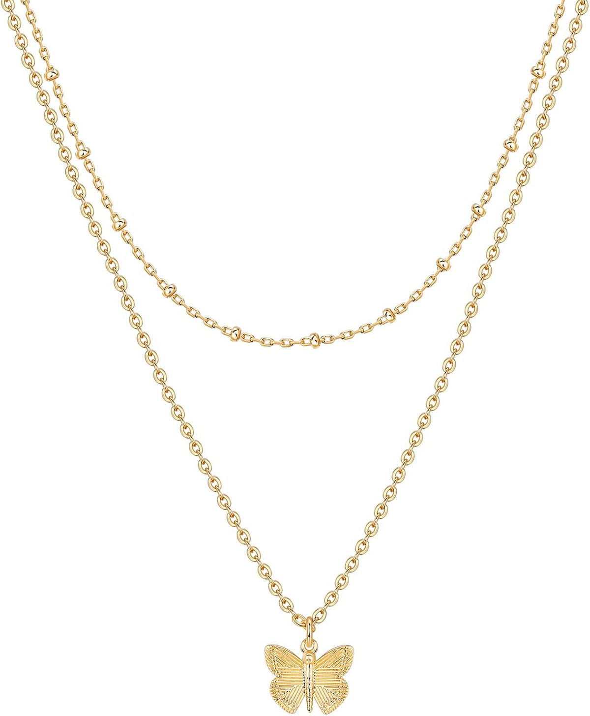 14K Gold Plated Layering Necklaces for Women, Cute Motif Pendants
