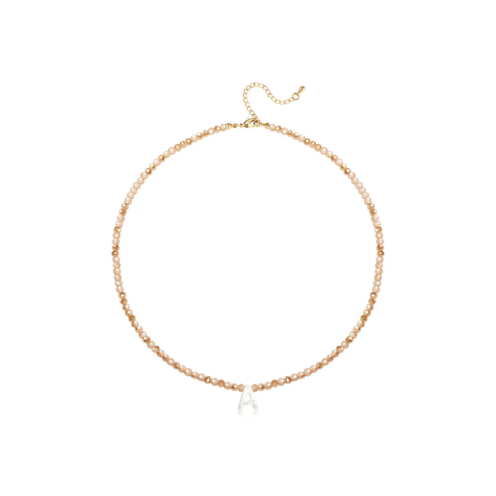 Pendant Necklaces for Women Initial Choker Necklace Beaded Shell Letter Bracelet Trendy Tiny A-Z Simple Jewelry