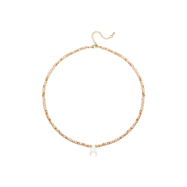 Pendant Necklaces for Women Initial Choker Necklace Beaded Shell Letter Bracelet Trendy Tiny A-Z Simple Jewelry