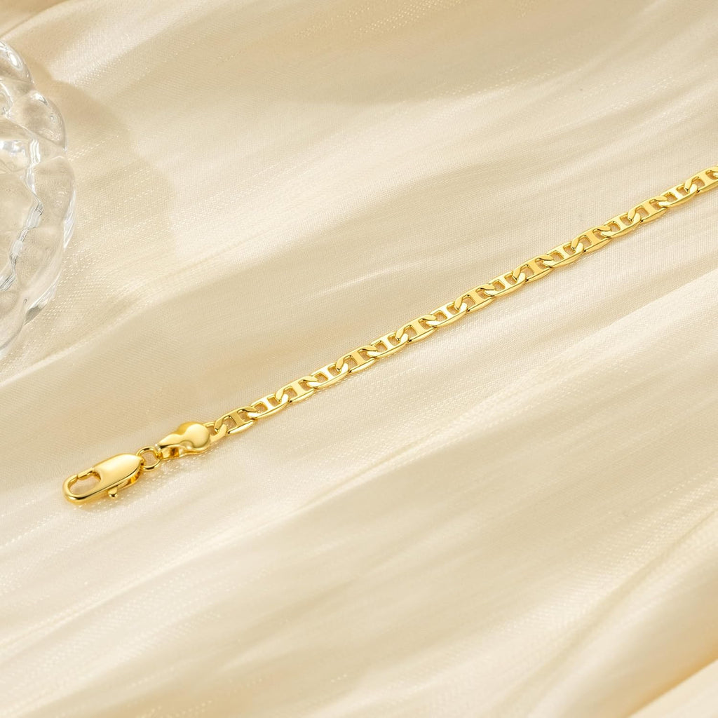 Ankle Bracelets 14K Gold Ankle Bracelets for Women 3.6Mm 9-11”