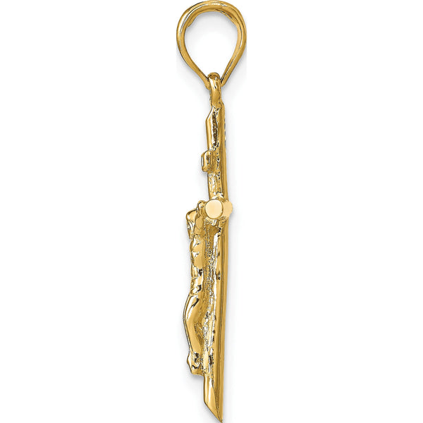 14K Yellow Gold Stick Style Crucifix Pendant