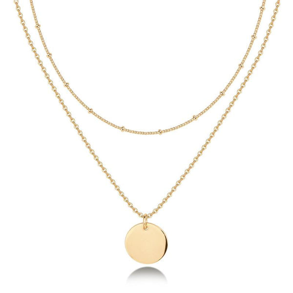 PAVOI 14K Gold Plated Women'S Minimalist Layered Coin Pendant Necklace