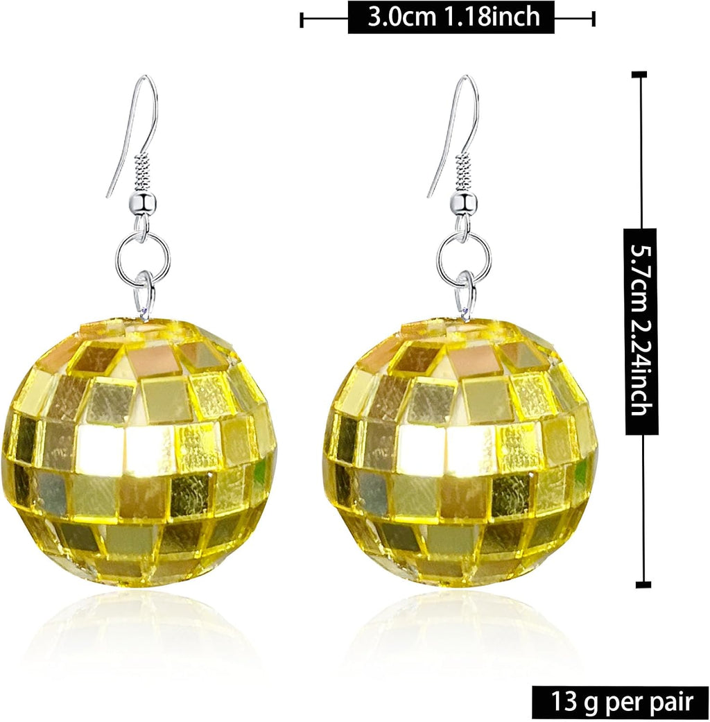 Disco Ball Earrings for Women Christmas Earrings Glitter Light Bulb Dangle Earrings 70'S Disco Punk Earrings