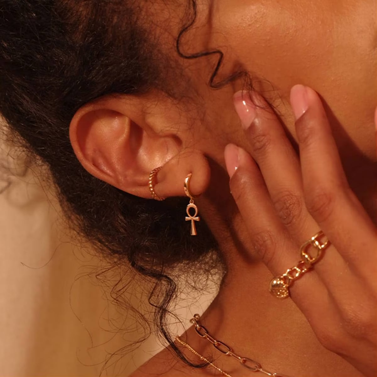 14K Gold Plated Dainty Star Cross Huggie Hoop Pendant Earrings Jewelry Gift for Women