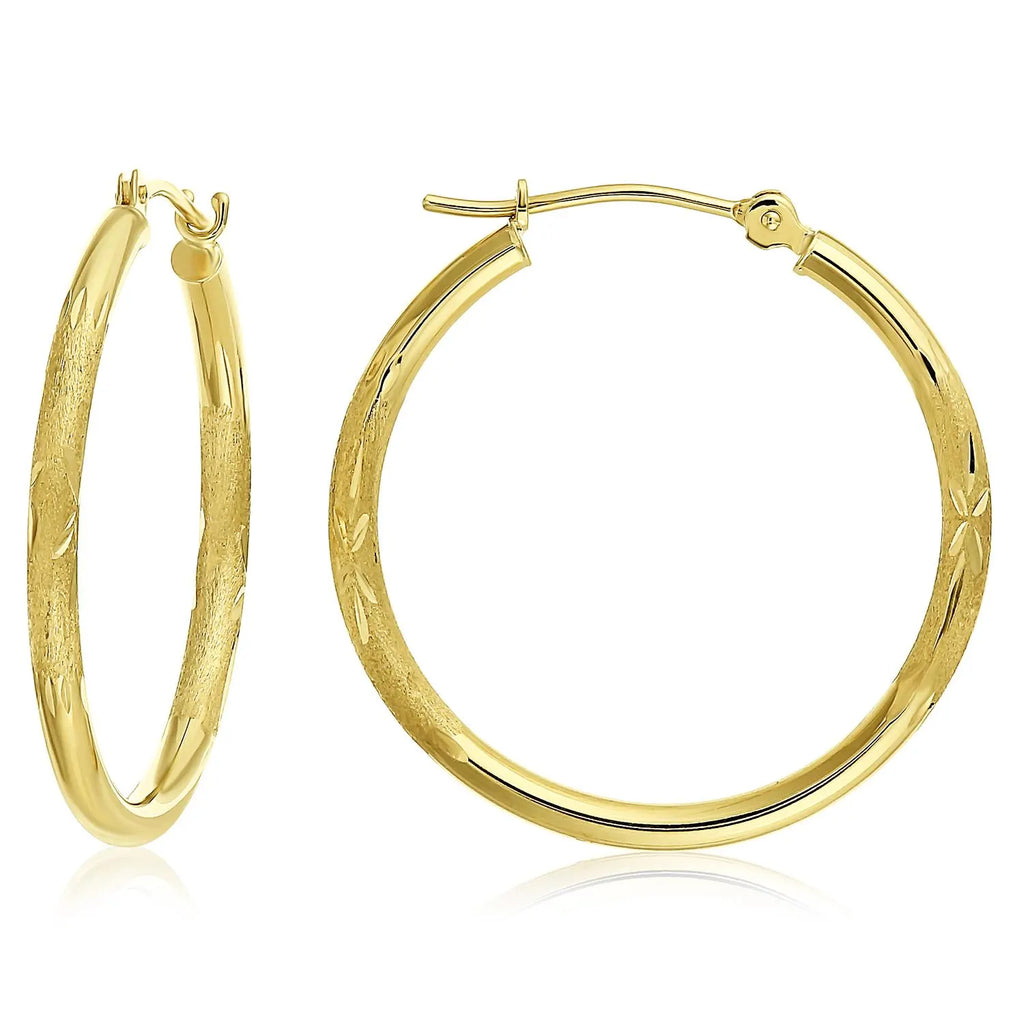 14K Solid Gold Hoops, Fancy Hand Engraved Hoop Earrings by TILO Jewelry, 2Mm Thin, Designed in New York City, by TILO Jewelry