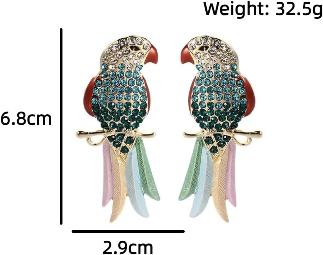 Tropical Parrot Tassel Earrings, Colorful Parrot Bird Dangle Earrings for Women, Bohemian Tree Branch Parrot Vacation Earrings for Ladies, Cute Animal Parrot Statement Earrings Summer Boho Jewelry