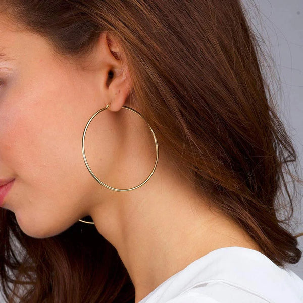 Thick Gold Plated Chunky Small Hollow Tube Hoops Earrings for Women Hypoallergenic Lightweight Jewelry Birthday Gift for Women 13/15/20/25/30/40Mm