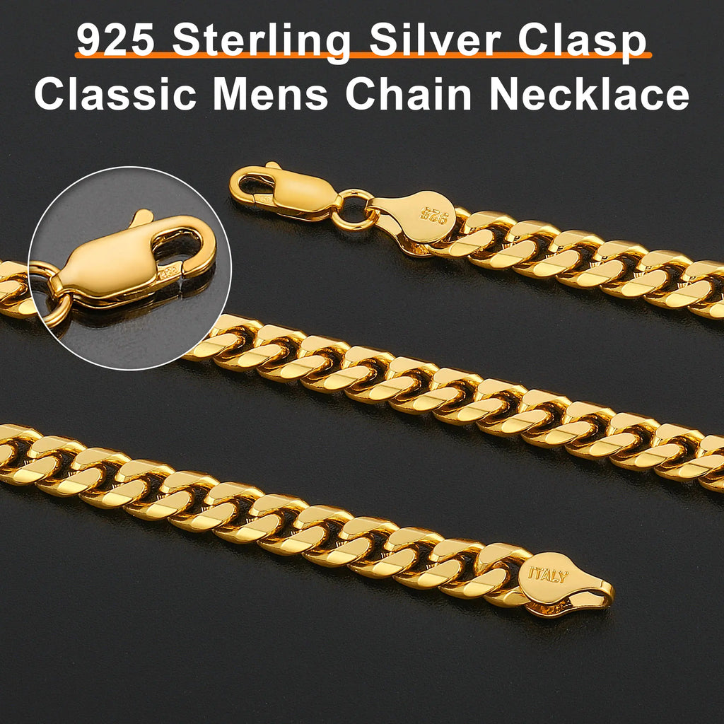 14K Golden Plated Clasp 3/5/6MM Cuban Link Chain Necklace for Men Women Diamond Cut 16/18/20/22/24/26/28/30 Inches Accessories Women Cuban Link