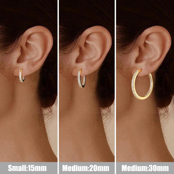 14K Gold Plated Hoop Earrings for Women, CZ Hoop Earrings