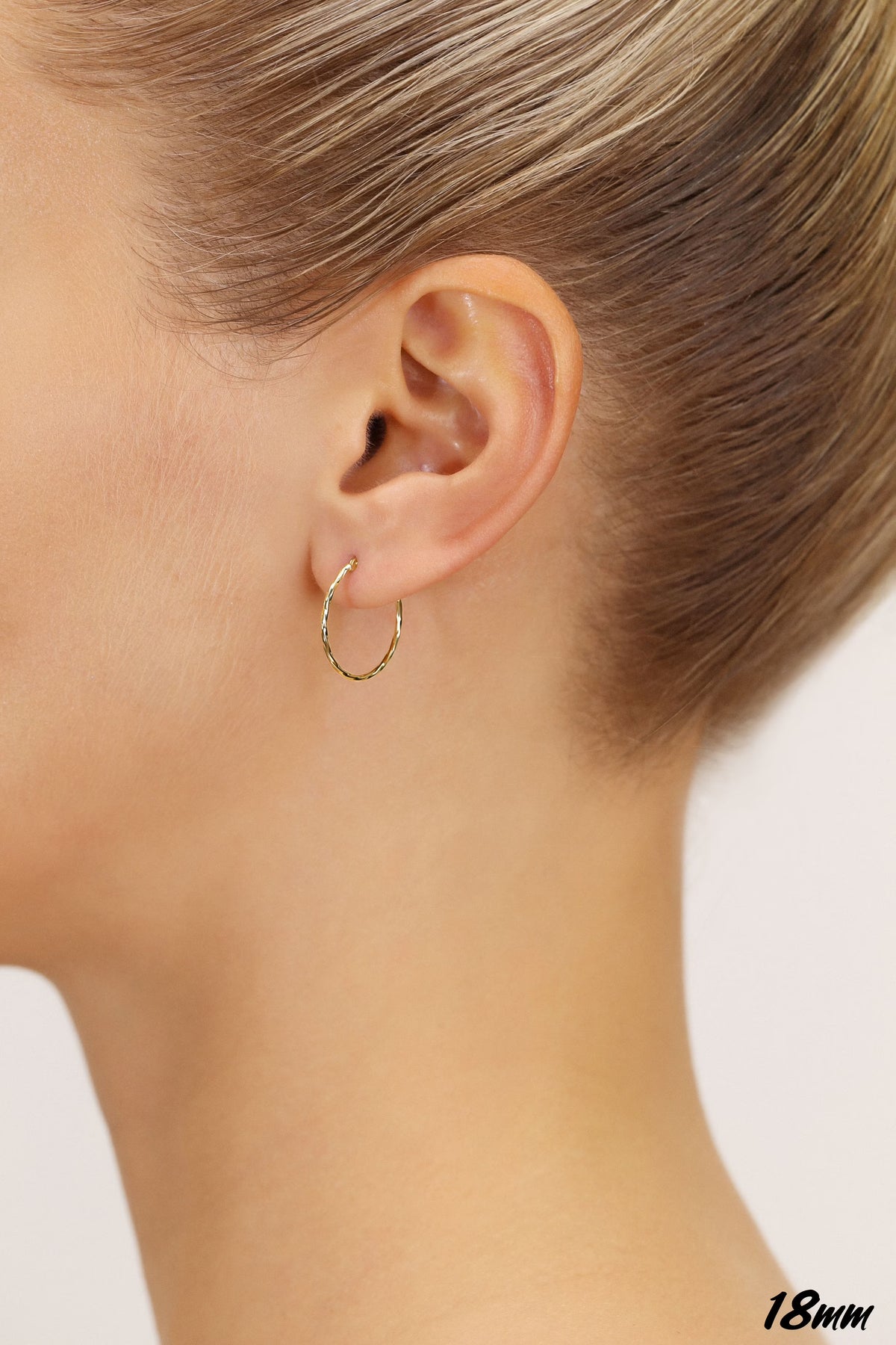 14K Yellow Gold Thin Hoop Earrings, 1Mm Tube, 18Mm (Women, Men, Unisex)