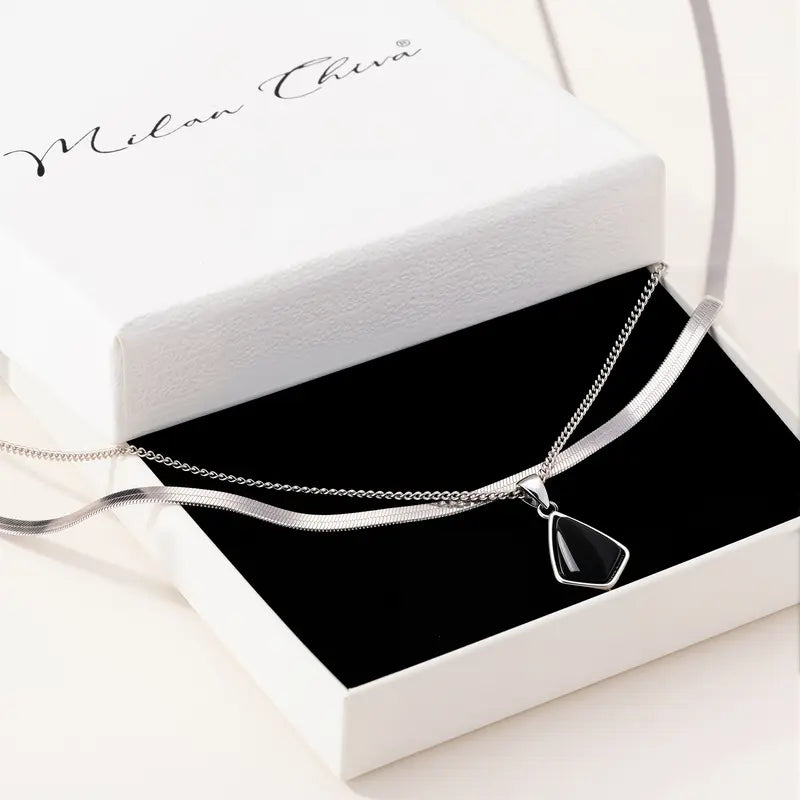 Milan Chiva Women'S 14K Gold Necklace - Dainty Cubic Zirconia Fashion Pendant Chain Jewelry for Wedding, Girl, Birthday, Adults