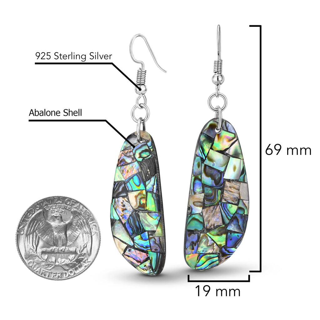 Chic Casual Abalone Shell 925 Sterling Silver Dangle Earrings,19X69Mm