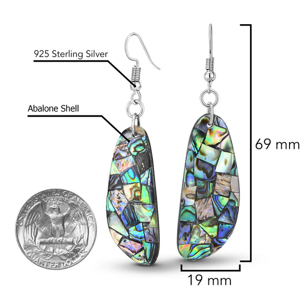 Chic Casual Abalone Shell 925 Sterling Silver Dangle Earrings,19X69Mm