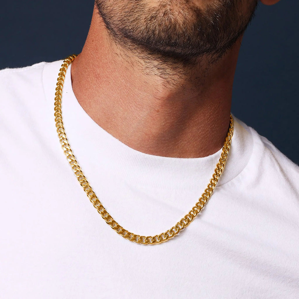 14K Golden Plated Clasp 3/5/6MM Cuban Link Chain Necklace for Men Women Diamond Cut 16/18/20/22/24/26/28/30 Inches Accessories Women Cuban Link