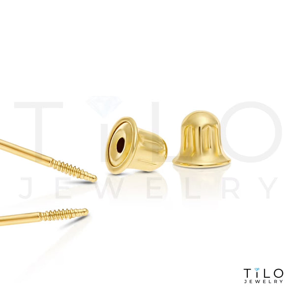 14K Yellow Gold Classic Polished Love Knot Stud Post Earrings with Secure Screw-Backs | 7MM | Women & Unisex