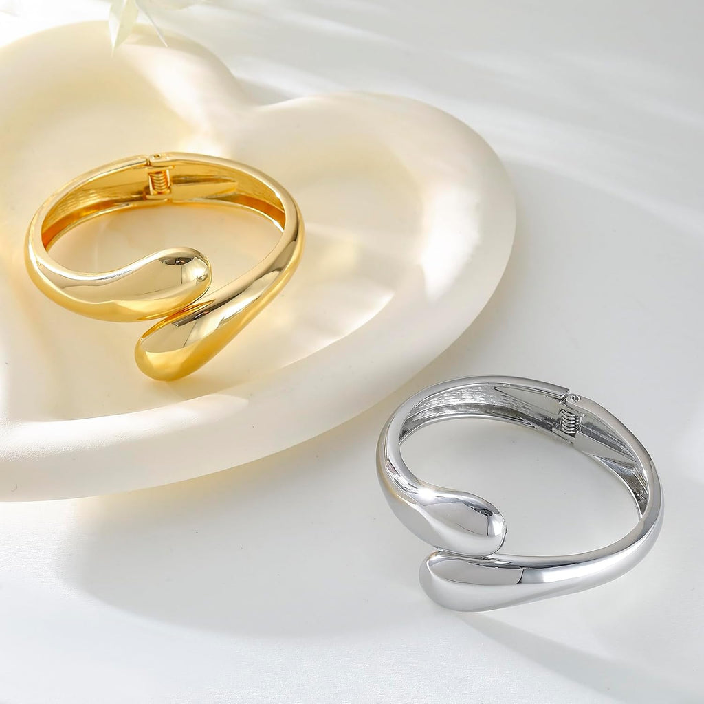 Bangle Bracelets for Women | 14K Gold Plated Trendy Wide Bracelets