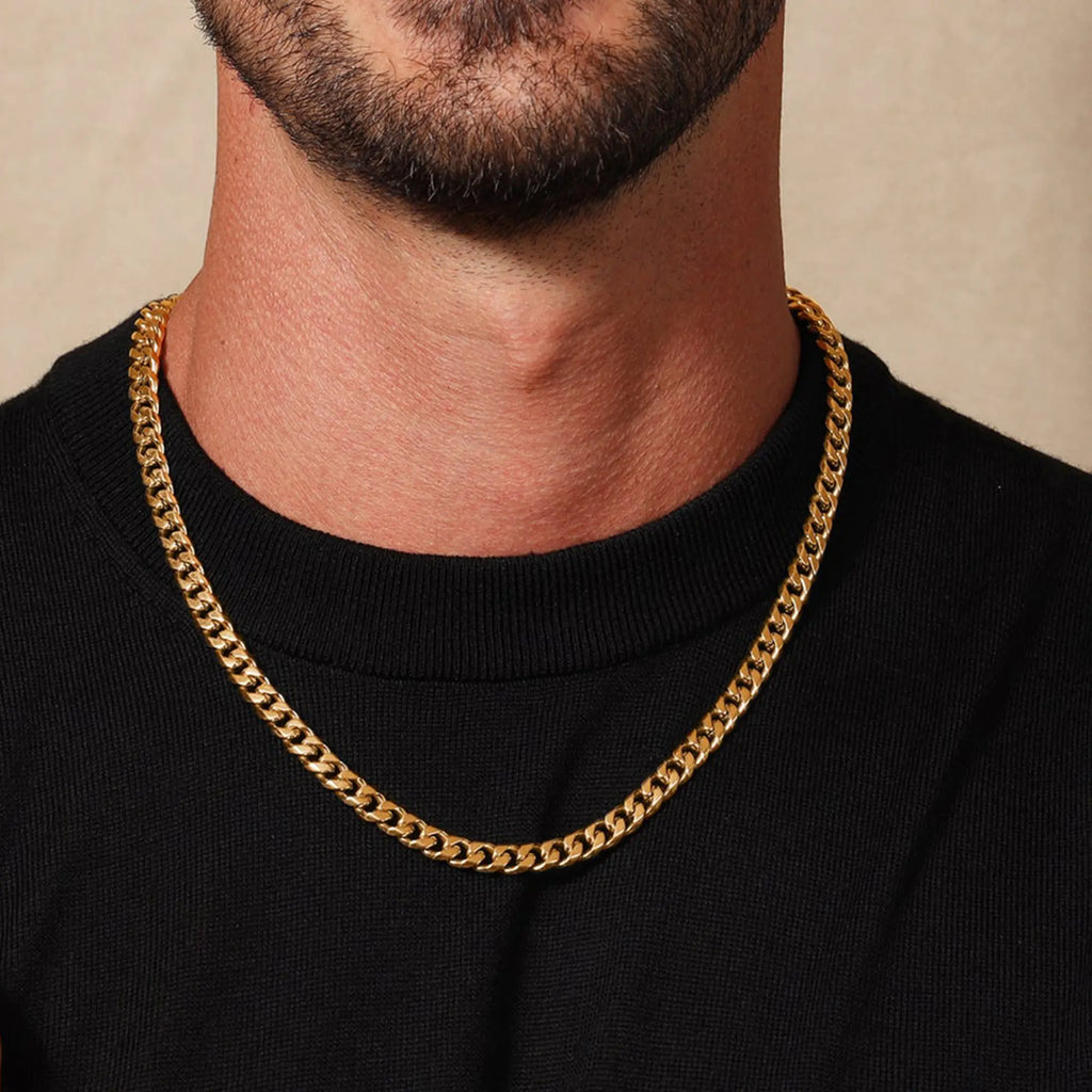 14K Golden Plated Clasp 3/5/6MM Cuban Link Chain Necklace for Men Women Diamond Cut 16/18/20/22/24/26/28/30 Inches Accessories Women Cuban Link