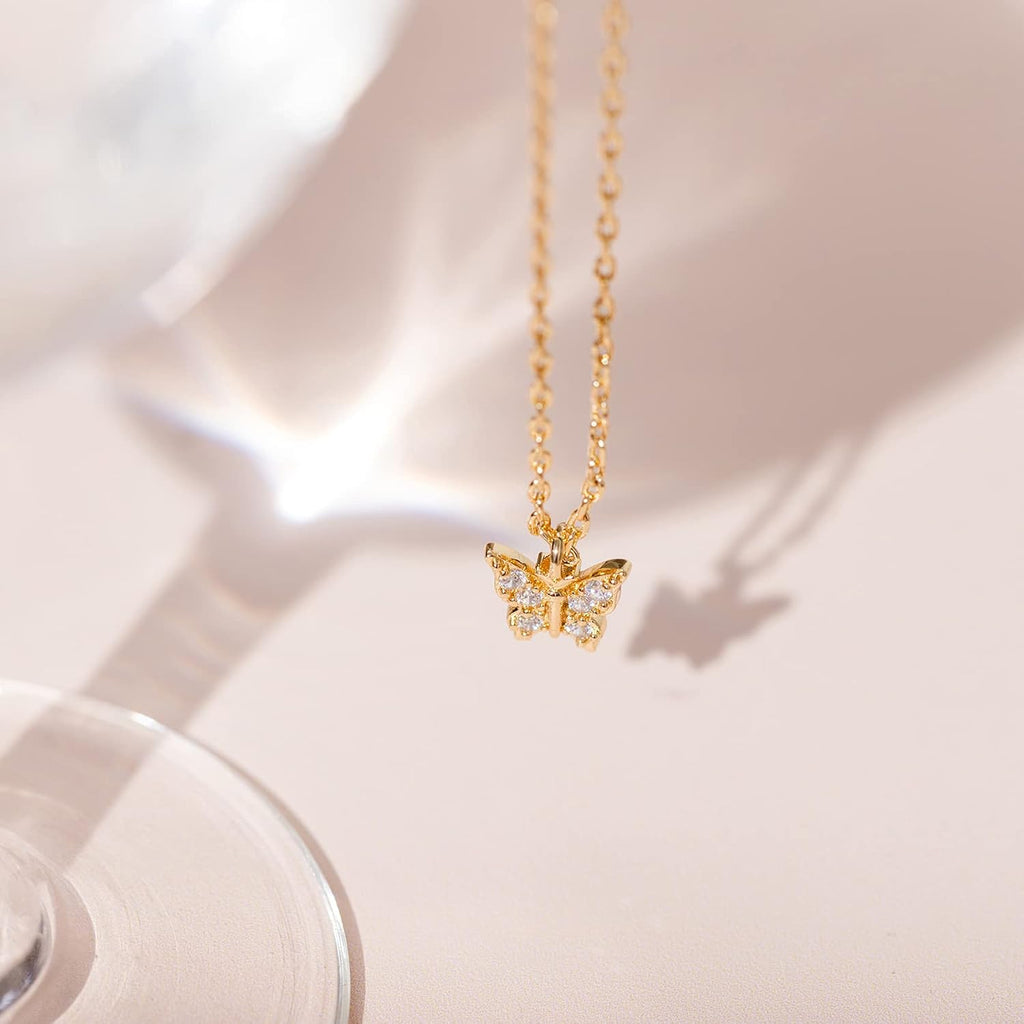 14K Gold Plated Dainty Pendant Necklaces for Women, Motif Charms