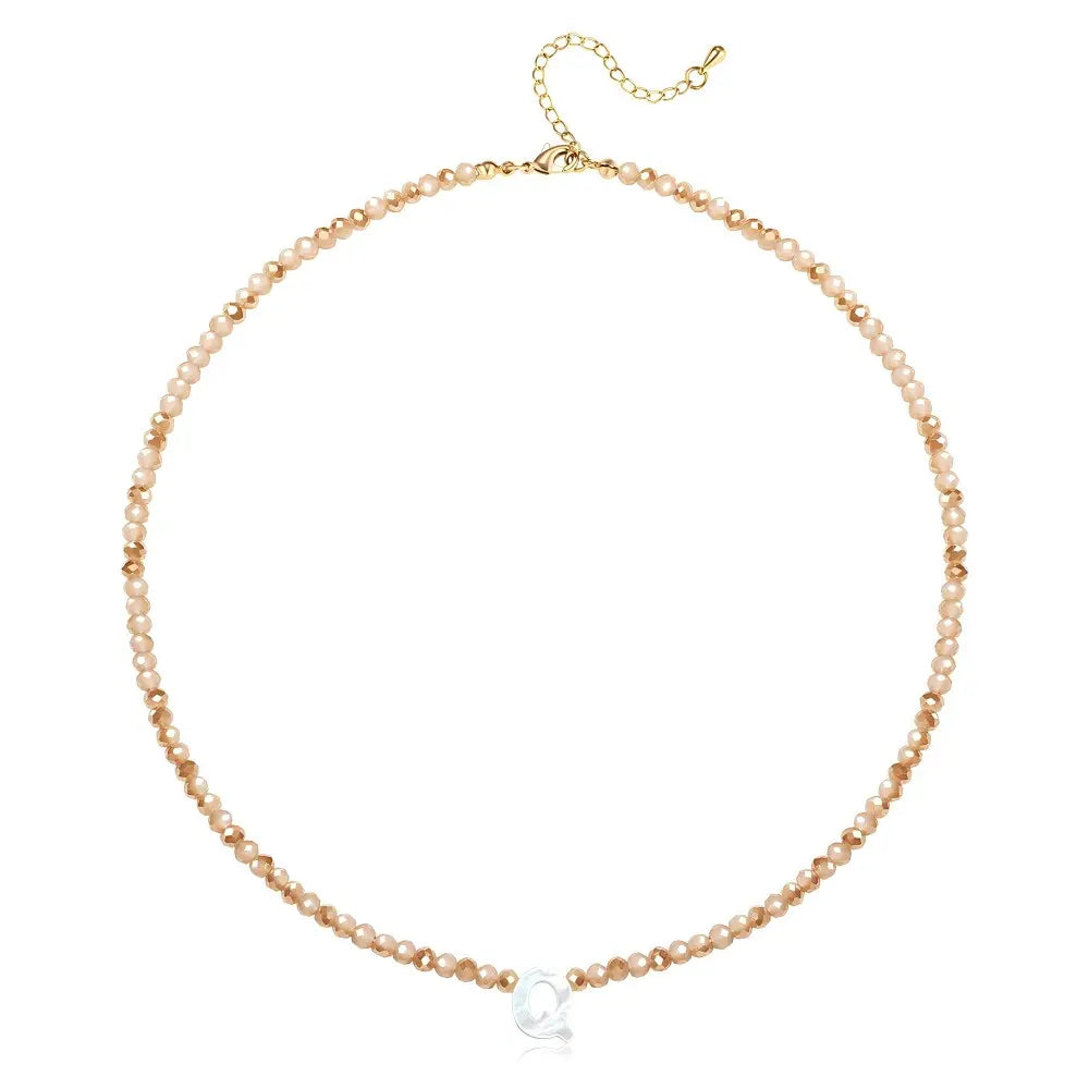 Pendant Necklaces for Women Initial Choker Necklace Beaded Shell Letter Bracelet Trendy Tiny A-Z Simple Jewelry