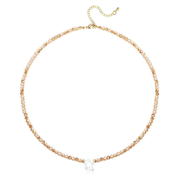 Pendant Necklaces for Women Initial Choker Necklace Beaded Shell Letter Bracelet Trendy Tiny A-Z Simple Jewelry
