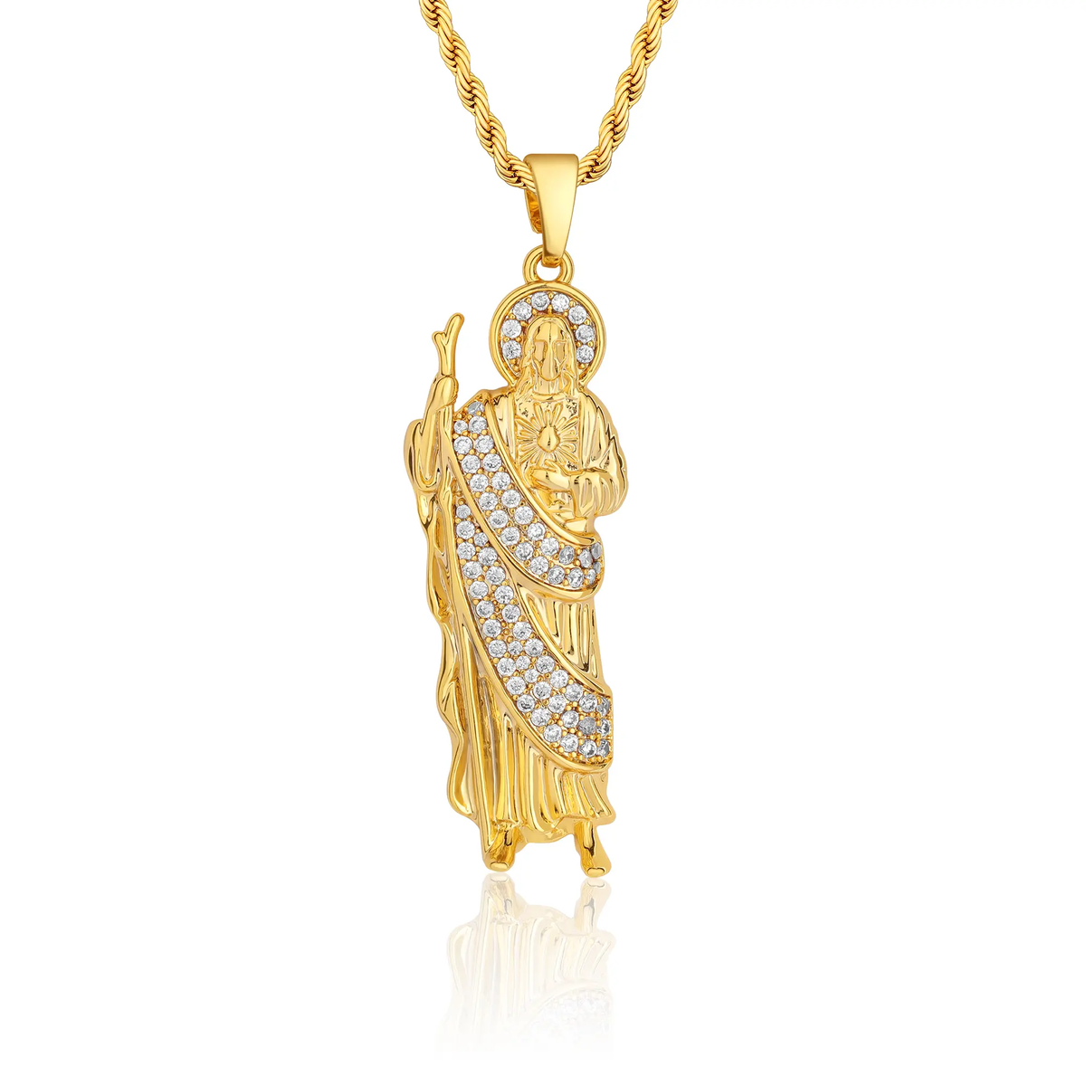 MYTYS San Judas Crystal Pendant Necklace, Gold Chain CZ Cubic Zircon Jewelry, Elegant Gift for Women Main image