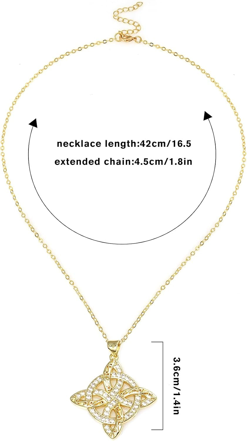 Pendant Necklace for Women Celtic Knot Necklaces 18K Gold Plate Witches Knot Necklace