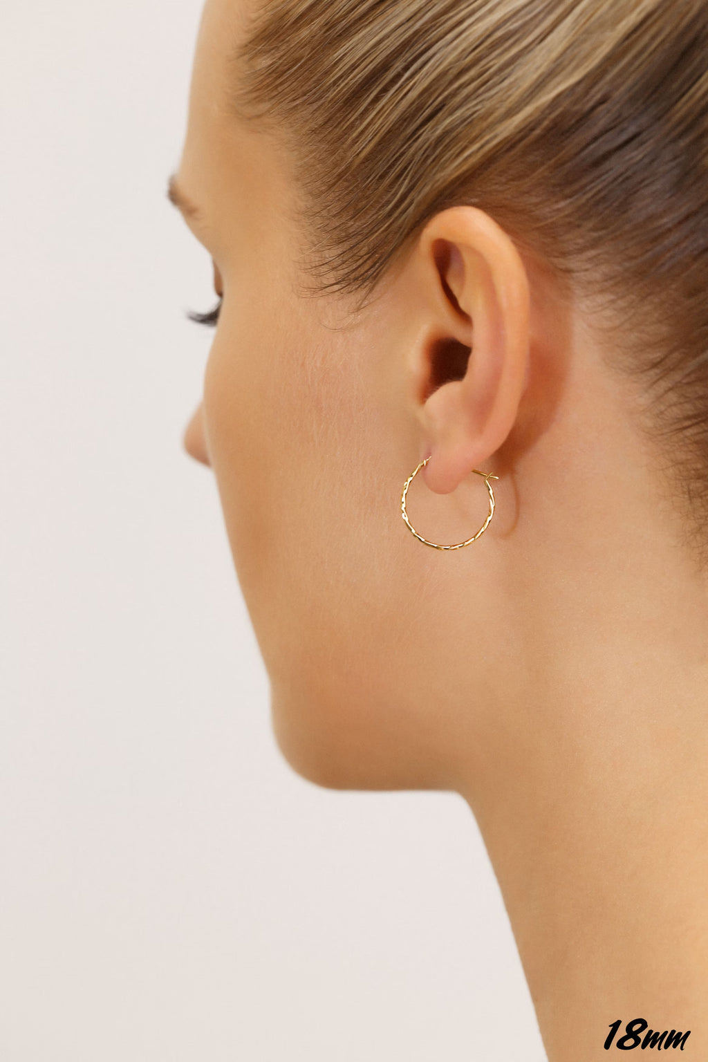 14K Yellow Gold Thin Hoop Earrings, 1Mm Tube, 18Mm (Women, Men, Unisex)