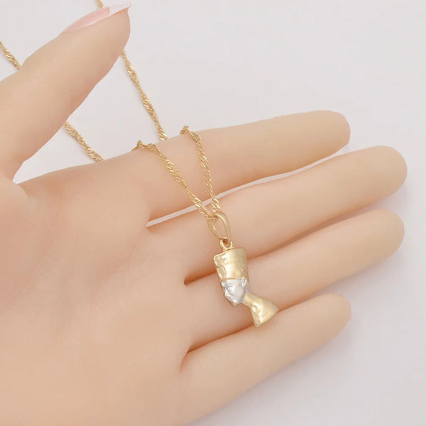 Small Ancient Egyptian Queen Pendant Necklaces Egypt Nefertiti Head Portrait Jewelry @005604