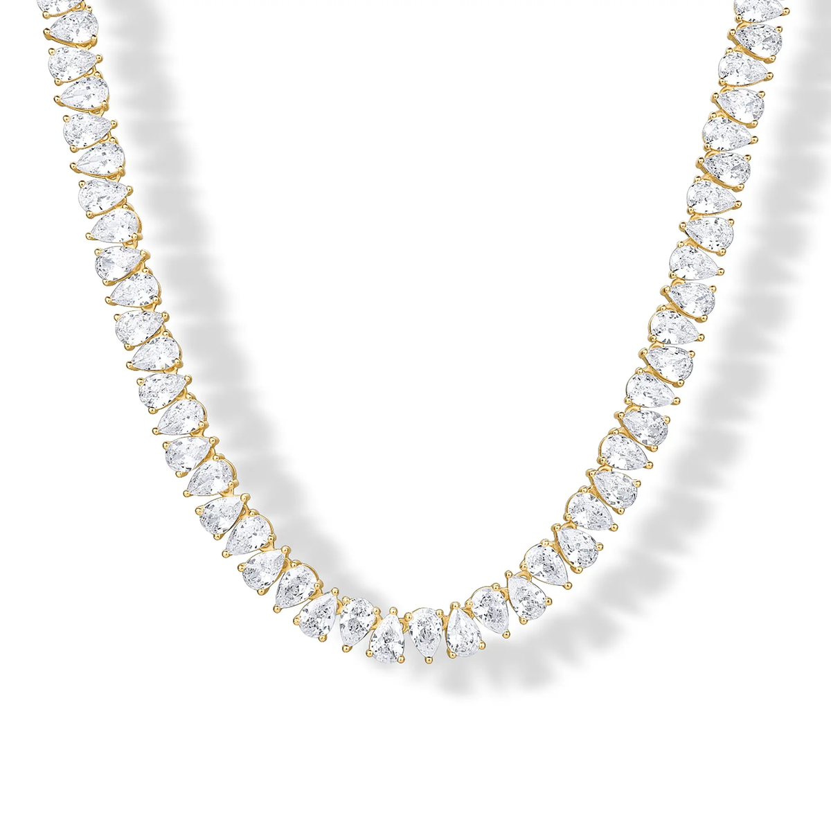 PAVOI 14K Gold Plated Pear Cubic Zirconia Tennis Necklace for Women – Tennis Chain Necklaces – Sizes 15" and 18" Main image