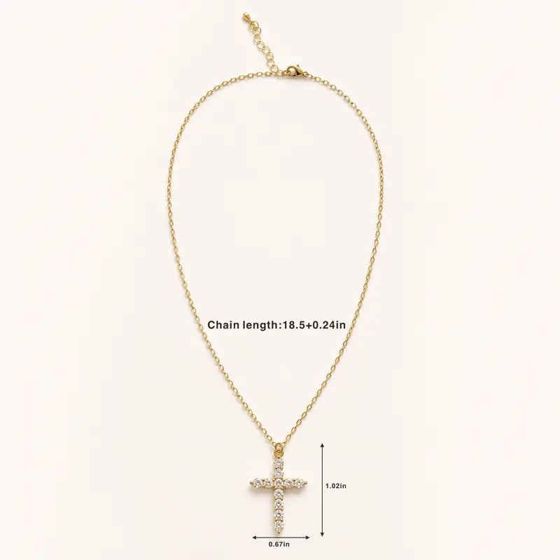Women'S Minimalist 2-Piece Layered Cross Necklaces Set, 14K Gold Plated Stainless Steel Beaded Chain, Sparkling Cross Pendant, Costume Jewelry for Women, Necklaces for Women