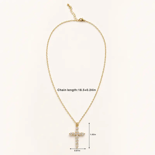 Women'S Minimalist 2-Piece Layered Cross Necklaces Set, 14K Gold Plated Stainless Steel Beaded Chain, Sparkling Cross Pendant, Costume Jewelry for Women, Necklaces for Women
