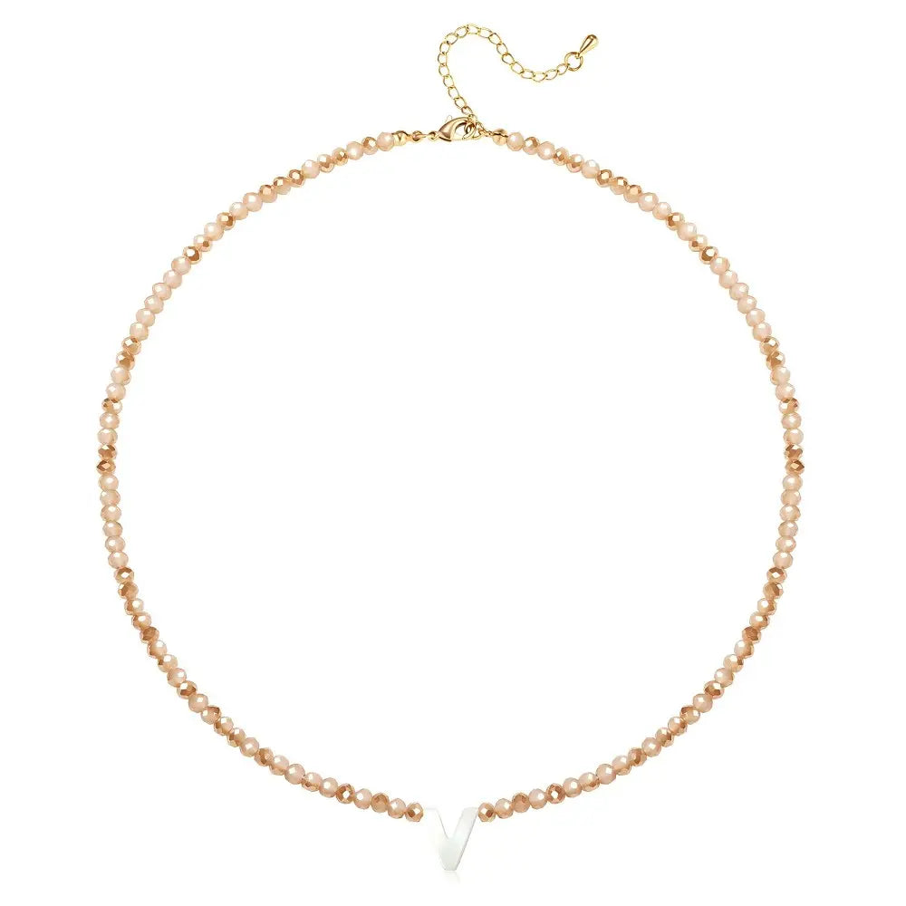 Pendant Necklaces for Women Initial Choker Necklace Beaded Shell Letter Bracelet Trendy Tiny A-Z Simple Jewelry