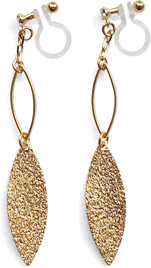 Women'S Hoop Leaf Dangle Invisible Clip on Earrings Gold Tone Non Pierced Earrings for Sensitive Ears, Comfy Trendy Dainty Fashion Clip Earrings Jewelry Birthday Gift