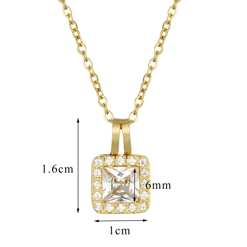 Small and Exquisite Super Shiny Crystal Pendant Necklaces Inlaid with a Circle of Zircon Titanium Steel Women Love Necklaces