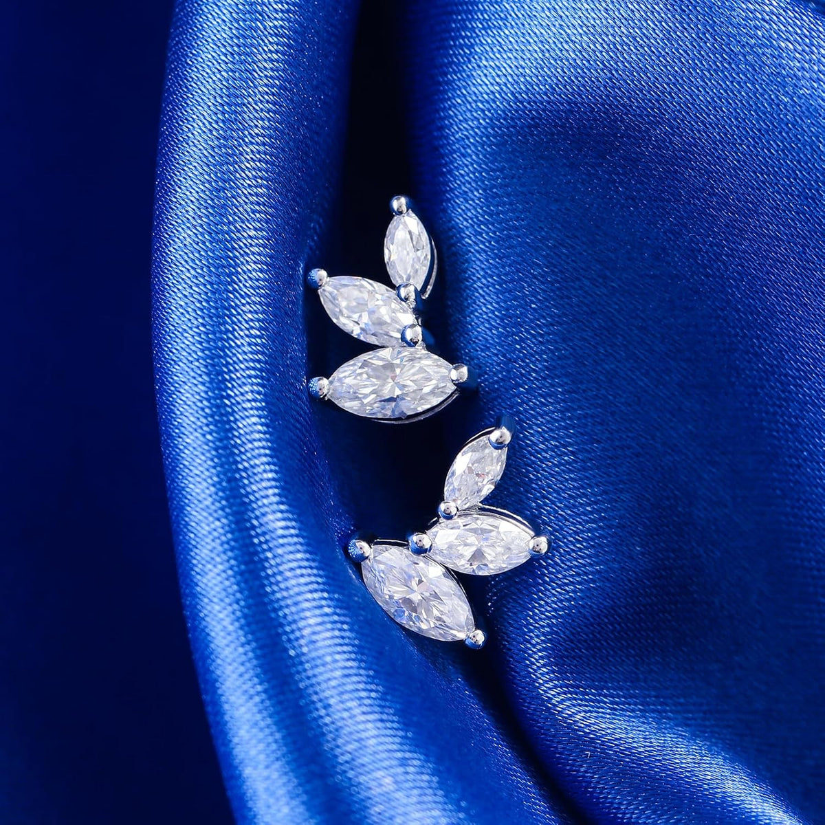 Marquise Moissanite Earrings Angel Wing Studs D Color VVS1 Clear Moissanite Earrings 18K Gold Plated S925 Sterling Silver Friction Back Stud Earrings for Women